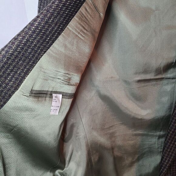 Oscar De La Renta Houndstooth Blazer 100% Wool Made In Columbia 42 R - Picture 11 of 14